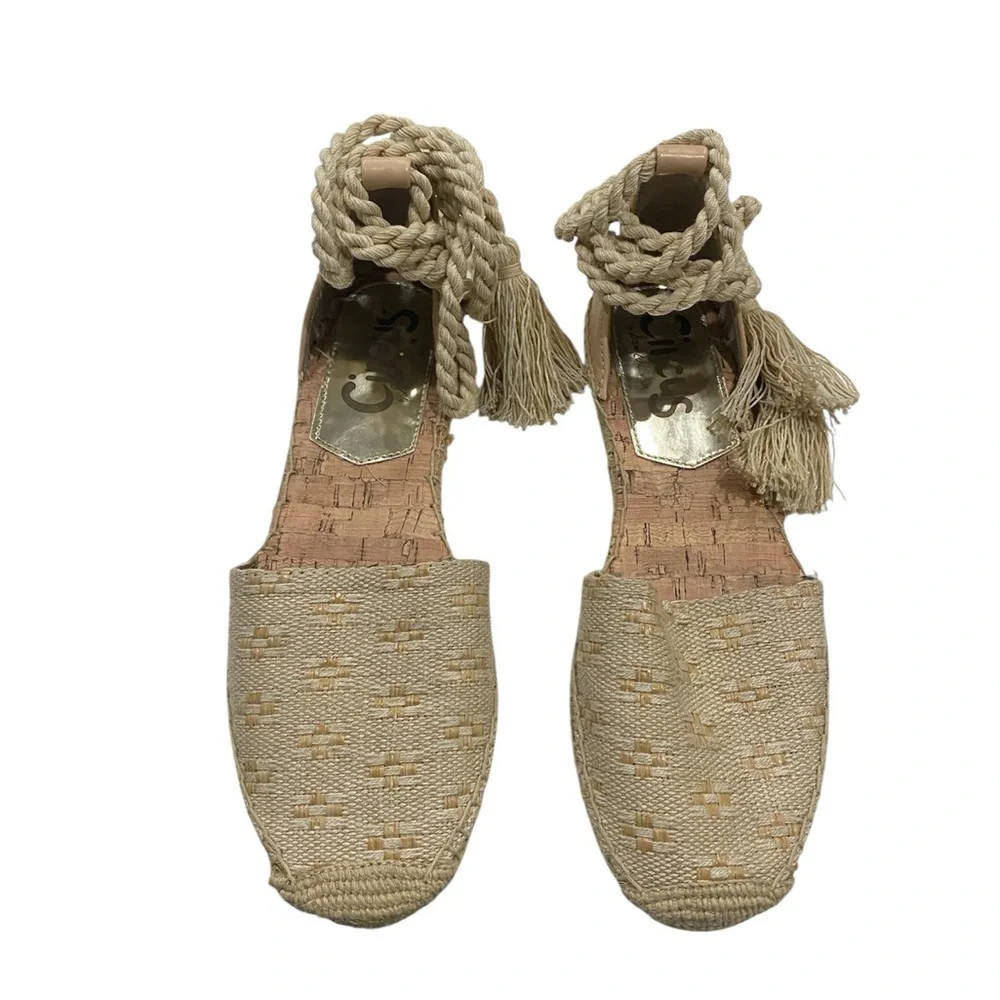 Circus by Sam Edelman Woman’s Natural Lenora Ankle Tie Espadrilles Size 8